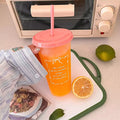 Axyaa Cute Plastic Water Cup with Lid and Straw, Large Capacity, Reusable