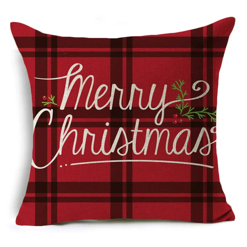 Axyaa Cartoon Christmas Linen Pillowcase Decoration 45cm*45cm, Perfect Gift for Home