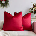 Axyaa Velvet Christmas Decoration Pillow Case in Red Green Rolled-Edged Cover