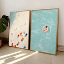 Nordic Summer Girl Pool Party Wall Art Print by Axyaa - Home Decor & Living Room Art