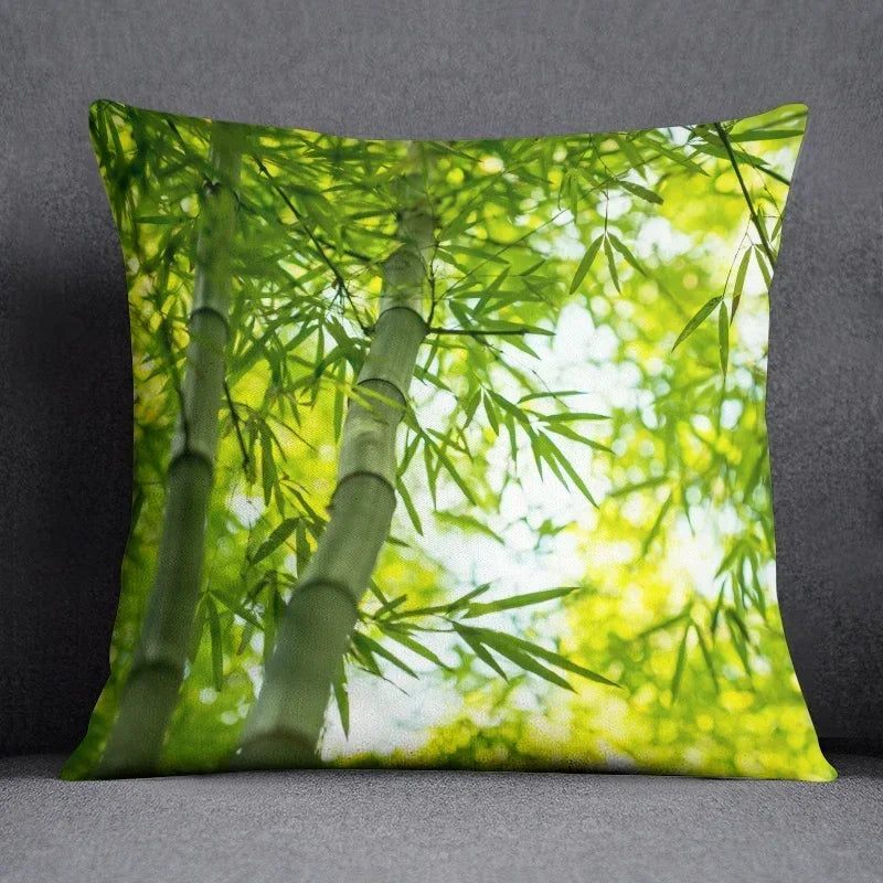 Axyaa Bamboo Forest Pillow Cover Series for Home Office Bedroom Sofa Car