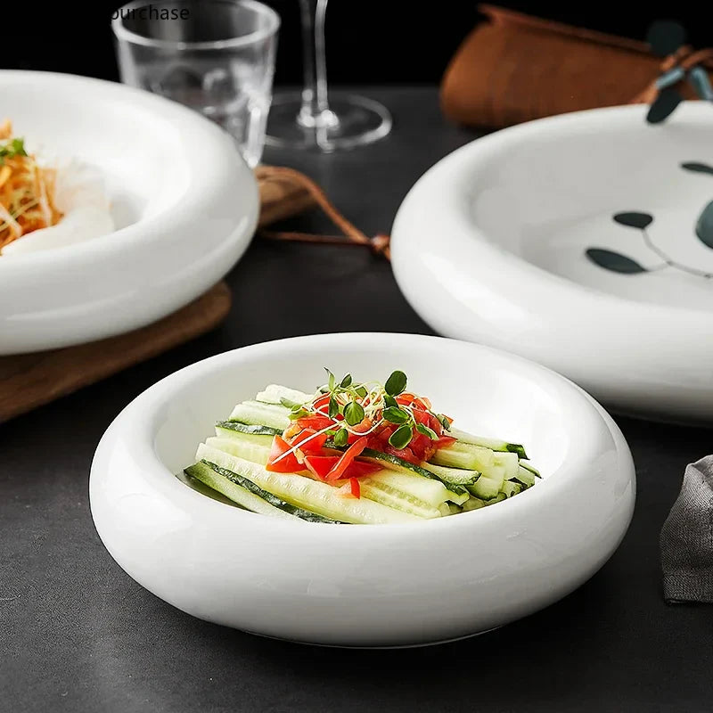 Axya Round Vegetable Plate for Hotel Restaurant Clubhouse Cold Dish, Kitchen Tableware