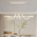 Axyaa Modern LED Dining Chandelier Linear Wavy Pendant Lights for Home Decor