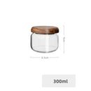 Axyaa Glass Suger Jar with Acacia Wood Lid, 300ml, Kitchen Airtight Storage