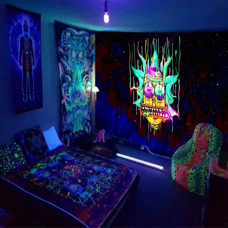 Axyaa Mushroom Glow Tapestry Trippy Gaming Wall Hanging Hippie Psychedelic Decor