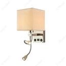 Axyaa LED Fabric Lampshade Wall Light with USB Charging Port, Adjustable Spotlight