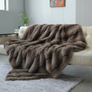 Axyaa Luxury Fox Fur Plaid Blanket for High-End Home Decoration