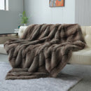Axyaa Fox Fur Bed Blanket: Luxury Plaid Sofa Cover for High-end Home Decoration