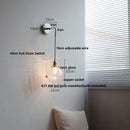 Axyaa Nordic LED Wall Sconce Pull Chain Switch Bedside Lamp Fixtures White Ceramic