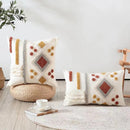 Axyaa Boho Style Ivory Burt Orang Tufted Cushion Cover for Living Room Bedroom