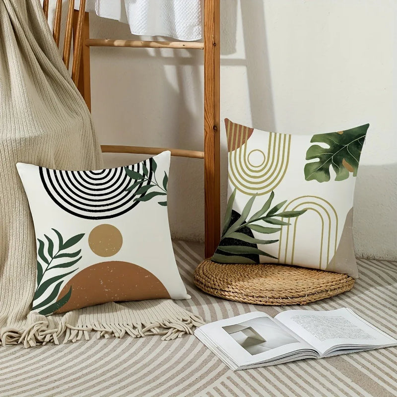 Axyaa Geometric Leaf Pattern Pillow Cover Home Decoration Sofa Cushion