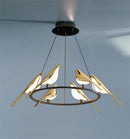 Axyaa Modern Gold Magpie Bird LED Chandelier for Home Decor Lighting Fixtures