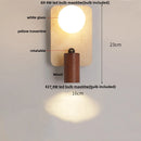 Axyaa Rotating LED Wall Sconce White Glass Yellow Travertine Wood Stair Light