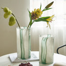 Axyaa Striped Glass Vase for Elegant Living Room Flower Arrangement