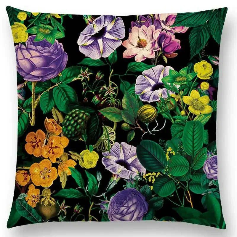 Axyaa Botanical Garden Floral Leaves Print Pillow Case Cover