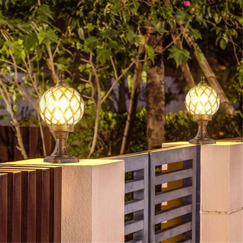 Axyaa Rustic Outdoor Post Light with Globe Glass Shade for Garden and Patio