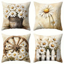 Axyaa Daisy Pillow Covers - Farmhouse Floral Decor, 18x18 Inch
