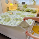 Axyaa Plush Velvet Mattress Topper Quilted Cover Bed Mat Linen Protection Pad