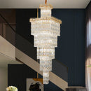 Axyaa Luxe Hollow Crystal Chandelier - Modern Long Staircase Villa Lighting