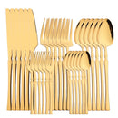 Axyaa 30-Piece Black Stainless Steel Dinnerware Set
