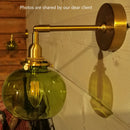 Nordic Glass Rotatable Wall Lamp by Axyaa - Modern Brass Bedside Light
