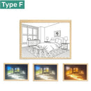 Axyaa LED Art Picture Table Light with Wood Frame Wall Decor Lamp