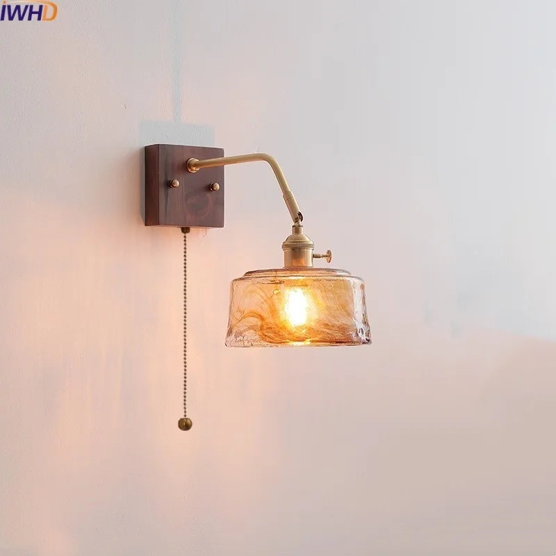 Axyaa LED Wall Sconce Pull Chain Switch Modern Style Nordic Mirror Light Fixtures
