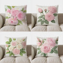Pink Roses & White Flowers Cushion Cover by Axyaa for Sofa, Bedroom, Car - Patterned Pillow Cover