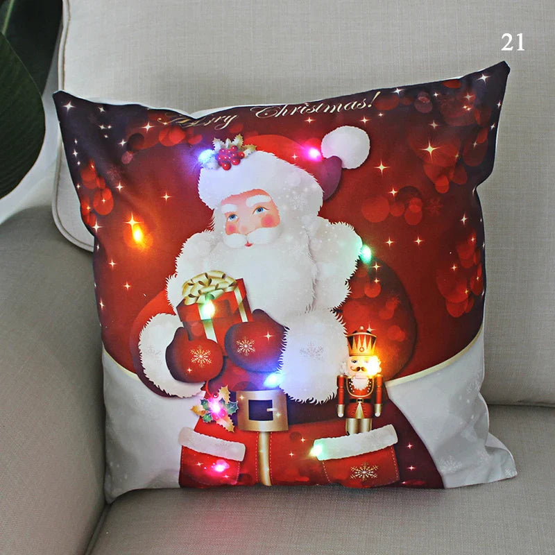 Axyaa LED Santa Claus Cushion Cover: Festive Light-Up Pillowcase for Home Decor