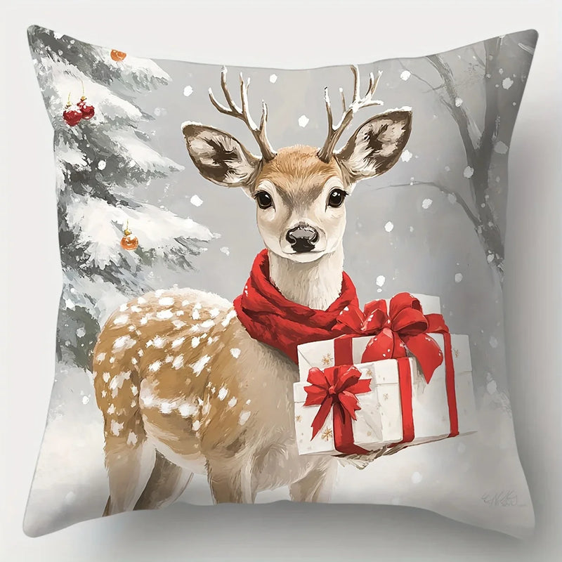 Axyaa Christmas Pillowcase Set, 17.7"x17.7", Festive Sofa Decoration, Printed on One Side