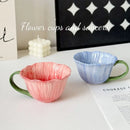 Axyaa Flower Shape Ceramic Coffee Cup Pair Office Home Mug