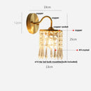 Axyaa Nordic LED Wall Light with Pull Chain Switch, Crystal Glass Copper Lamp