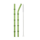 Axyaa Bamboo Design Glass Straws Set with Brush - Eco-Friendly Drinkware for Cocktails, Coffee