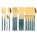 Axyaa 24-Piece Stainless Steel Cutlery Set - Black Mirror Finish