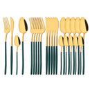 Axyaa 24-Piece Stainless Steel Cutlery Set - Black Mirror Finish