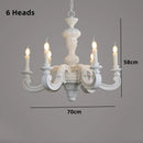 Axyaa White Woodcarving Chandelier: Antique E14 Candle Light for Living Room Bedroom Kitchen