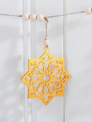 Axyaa 8-Pointed Star Acrylic Flag with Wooden Beads, Eid & Ramadan Ornaments