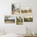 Axyaa Mountain House Windmill Canvas Print for Rustic Home Decor