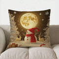 Axyaa Snowman Moon Deer Christmas Pillow Cover
