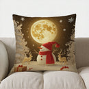 Axyaa Snowman Moon Deer Christmas Pillow Cover