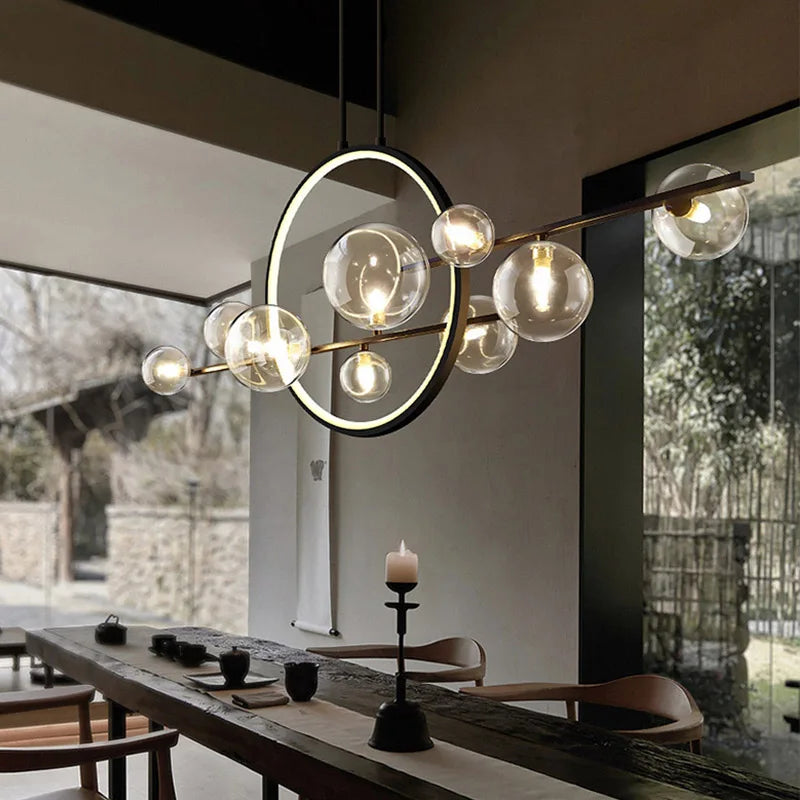 Axyaa Black Ring LED Pendant Light for Dining Room and Kitchen