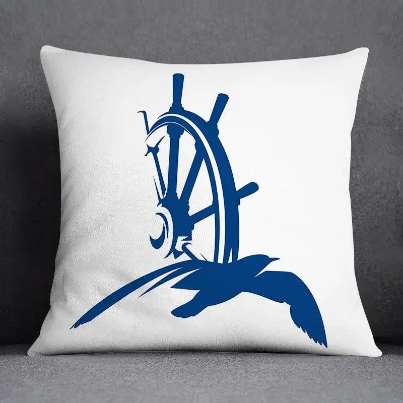 Axyaa Blue Mermaid Sailor Marines Polyester Pillowcase Home Office Decor