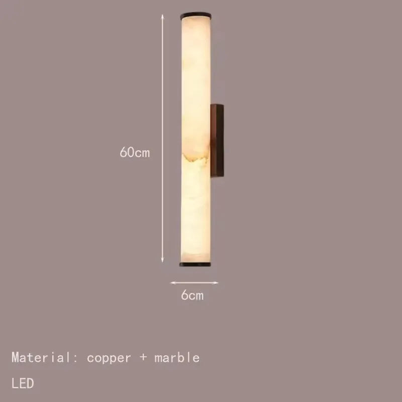 Natural Marble LED Wall Lights by Axyaa - Copper Parlor Dining Room SconcesLuxury Bedroom Art Deco Drop