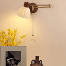 Axyaa Walnut Wood LED Wall Sconce with Pull Chain Switch, Nordic Art Stair Light