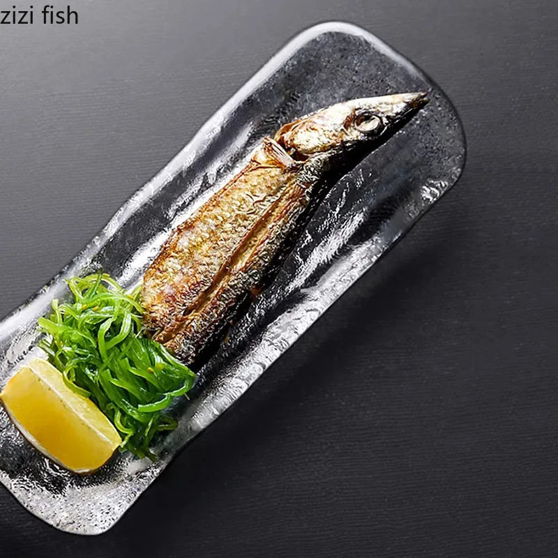 Axya Irregular Glass Dinner Plate Set for Sushi, Dessert & Snacks - Specialty Tableware