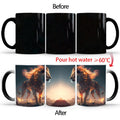 Axyaa Color Changing Animal Ceramic Mug Lion Tiger Heat Sensitive Coffee Cup