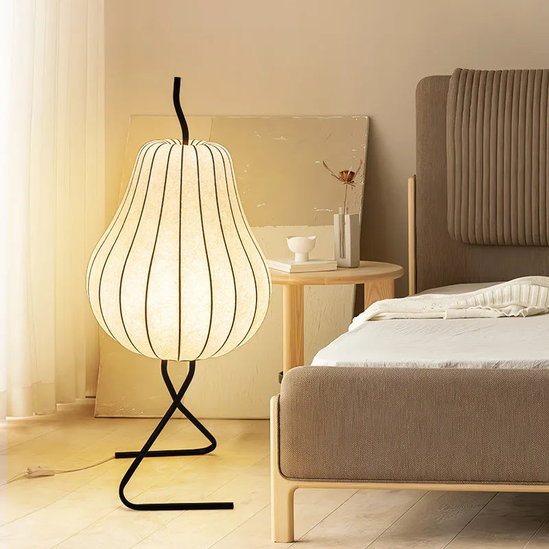 Axyaa Wabi Sabi Pear Floor Lamp - Home Bedroom Living Room Silk Standing Light