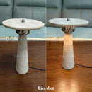 Axyaa Mushroom Travertine LED Table Lamp - Modern Cave Stone Desk Lighting