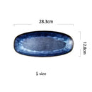 Axyaa Blue Fish Plate: Japanese Style Oval Dinner Sushi Serving Platter Large Glaze Color