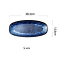 Axyaa Blue Fish Plate Japanese Style Oval Sushi Serving Platter Large Glaze Color